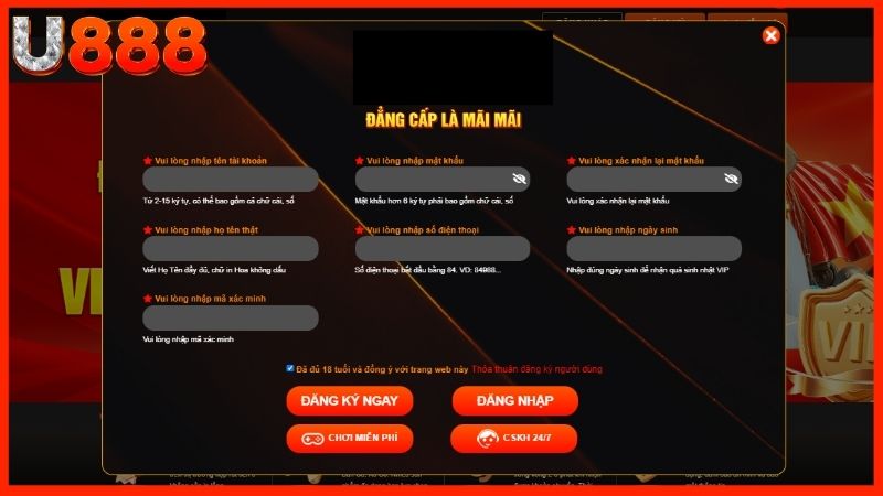 Hoàn tất đăng ký ngay tại nhà cái U888
